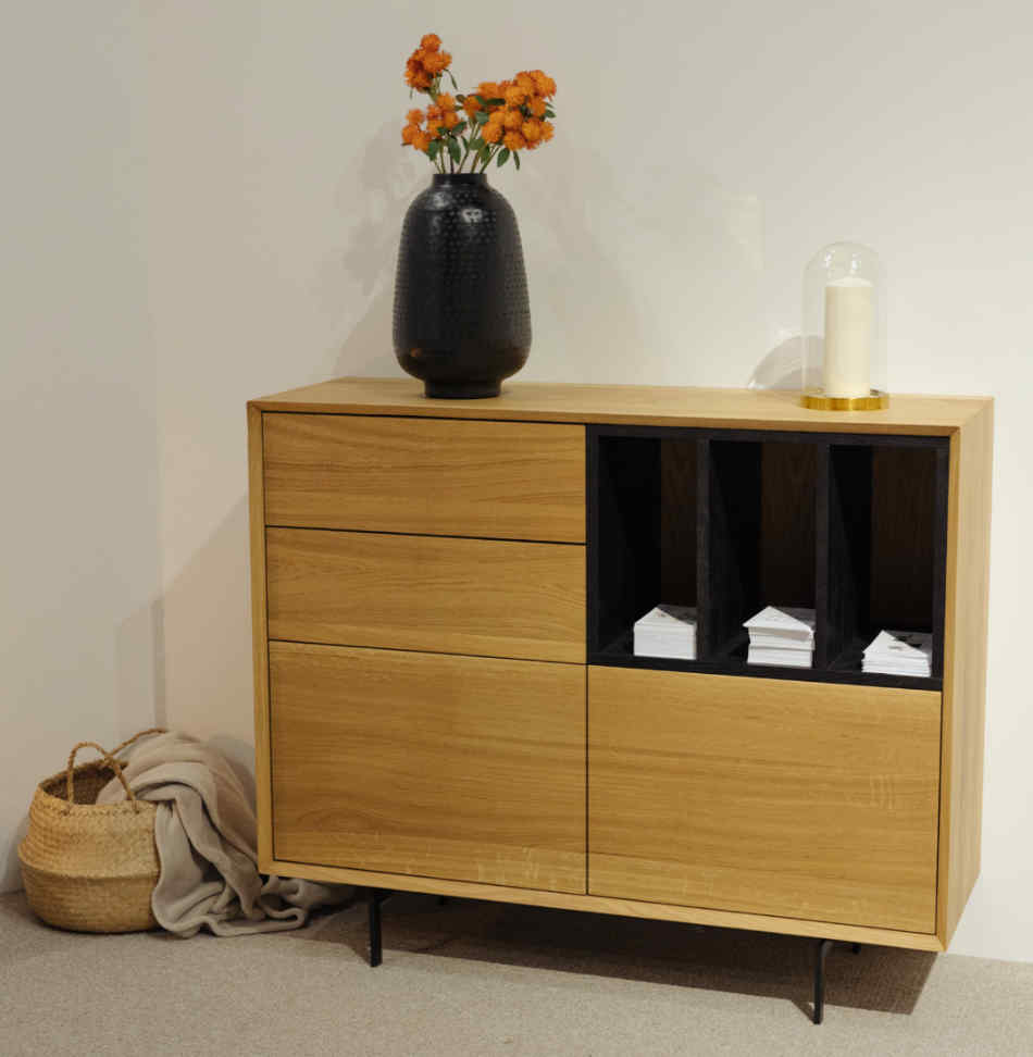 Rosto solid oak chest of drawers 120 x H100 cm