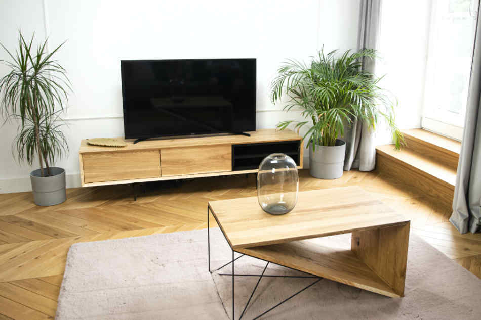 Rosto solid oak TV cabinet 120 x 43 cm